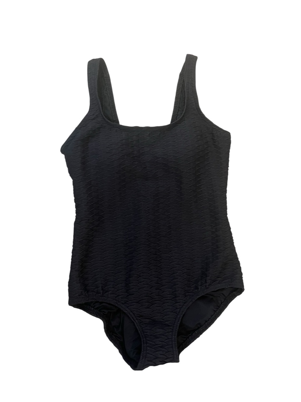 Lands' End Black Textured One-Piece Swimsuit